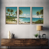 Tropical Art, Palm Tree Wall Art, Seascape Print, Beach Art, Canvas Print, Wall Art, 3 Piece Wall Art, Game Room Decor, Dorm Room Art