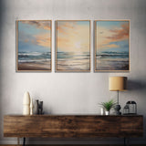 Beach Wall Art, Seascape Print, Sunset Wall Art, Canvas Print, Wall Art, 3 Piece Wall Art, Beach House Wall Decor, Home Office Art, RV Decor