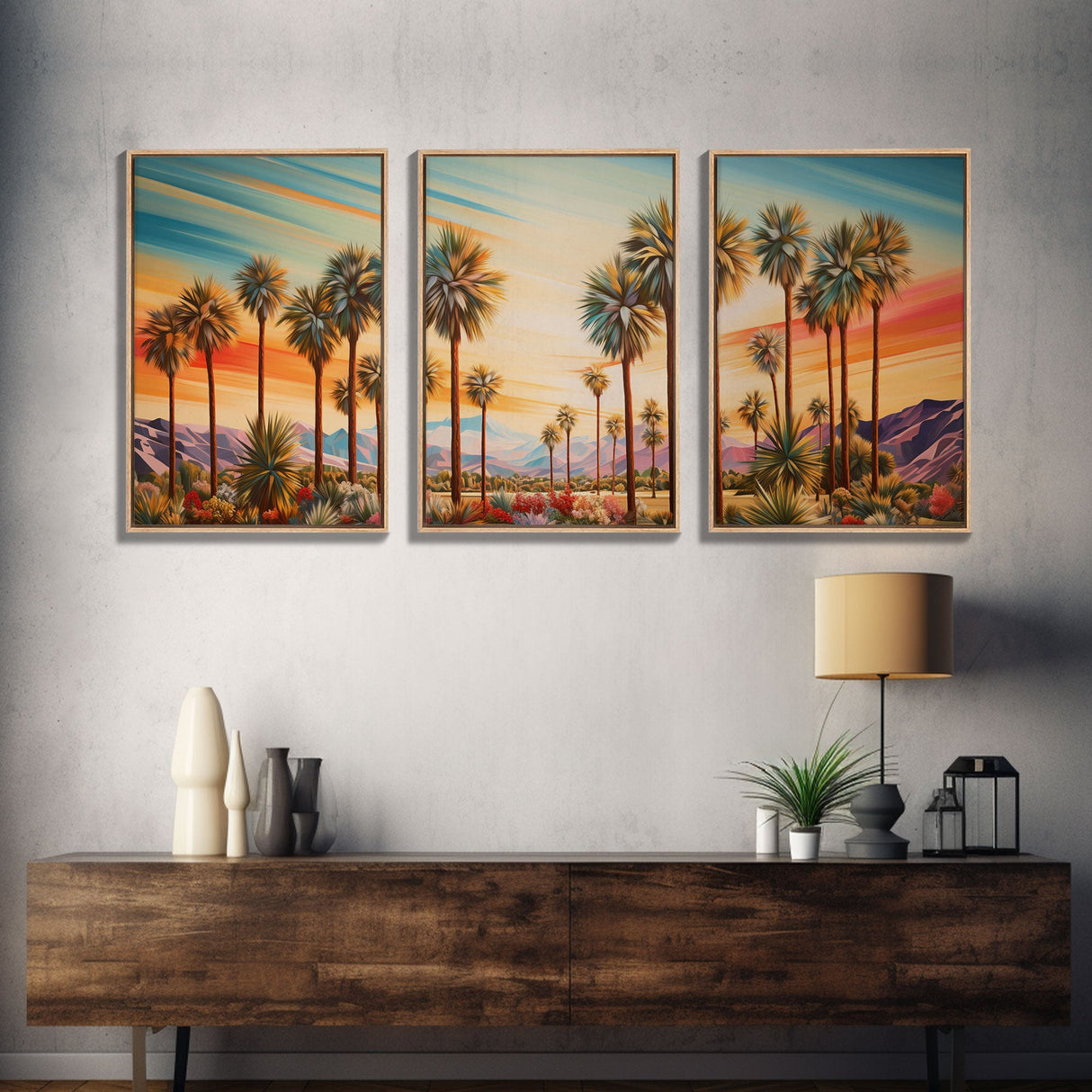 Palm Tree Art, Landscape Print, Sunset Wall Art, Canvas Print, Set Of 3 Prints, Wall Art, 3 Piece Wall Art, Wall Art Prints, Ranch Decor