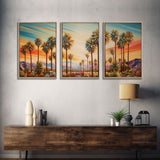 Palm Tree Art, Landscape Print, Sunset Wall Art, Canvas Print, Set Of 3 Prints, Wall Art, 3 Piece Wall Art, Wall Art Prints, Ranch Decor