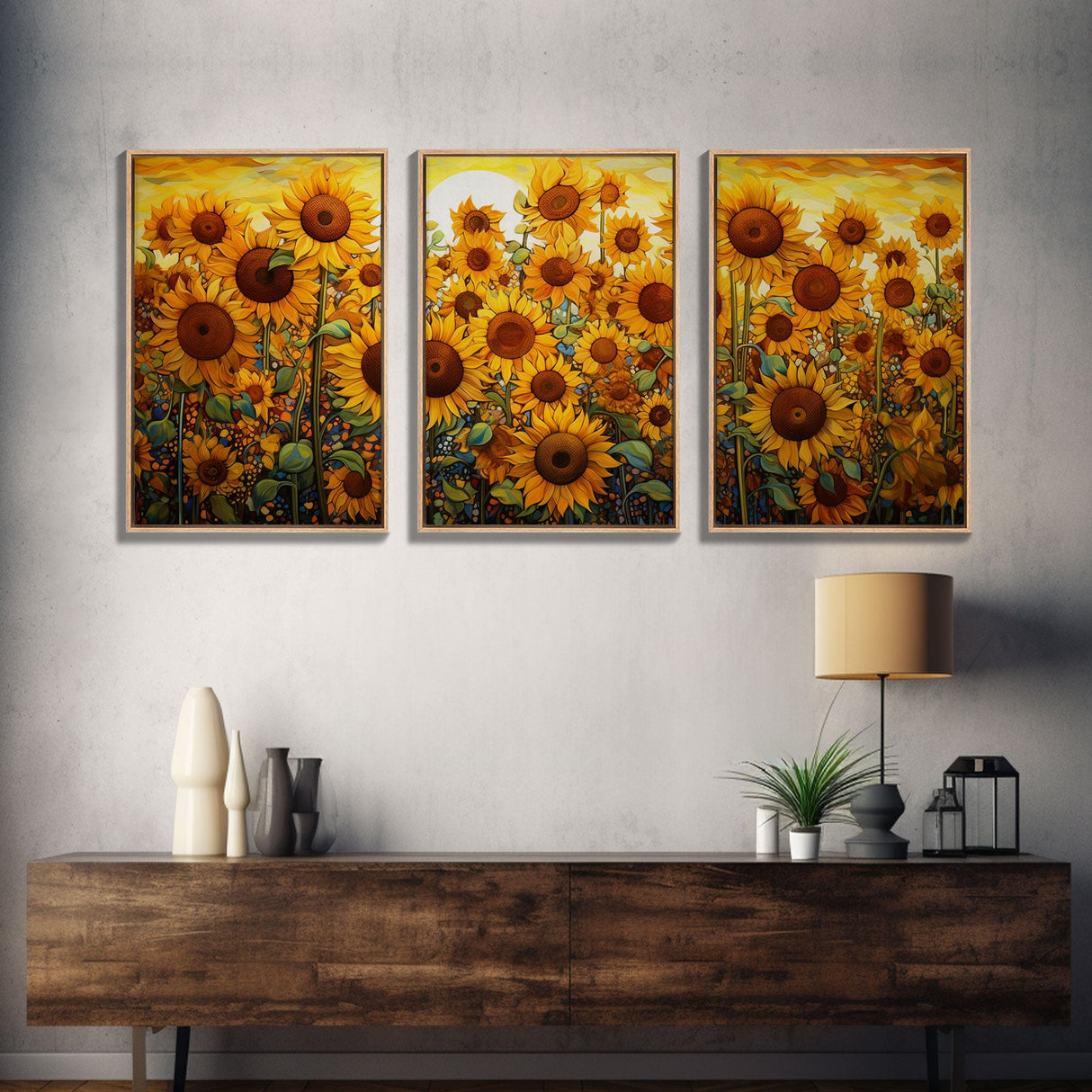 Sunflowers Wall Art, Wildflower Wall Art, Spring Decor, Canvas Print, Set Of 3 Prints, Wall Art, 3 Piece Wall Art, Living Room Prints