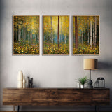 Forest Wall Art, Trees Art Print, Wildflower Wall Art, Canvas Print, Wall Art, 3 Piece Wall Art, Birthday Gift, Farmhouse Wall Art, RV Decor