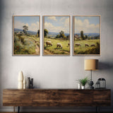 Sheep Wall Art, Countryside Print, Animal Wall Art, Canvas Print, Wall Art, 3 Piece Wall Art, Gifts For Grandma, Farmhouse Wall Decor