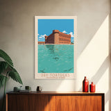 Dry Tortugas National Park Travel Poster Print, Canvas Print Wall Art, Florida Travel Art, Midcentury Modern Travel Decor, MCM Wall Art