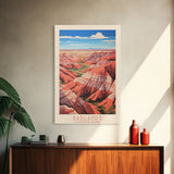 Badlands National Park, Framed Wall Art Canvas Print, Travel Poster, South Dakota Travel Art, Roadtrip Decor, Cool Art, Retro State Park Art