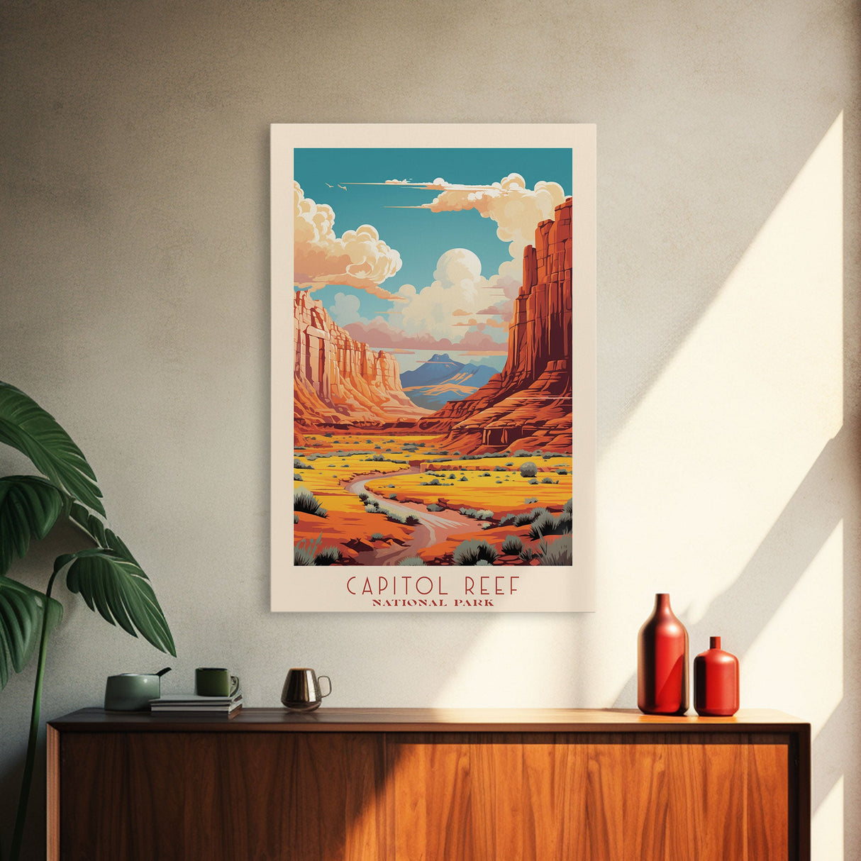 Capital Reef National Park Travel Poster Print, Canvas Print Wall Art, Utah Travel Art, Midcentury Modern Travel Decor