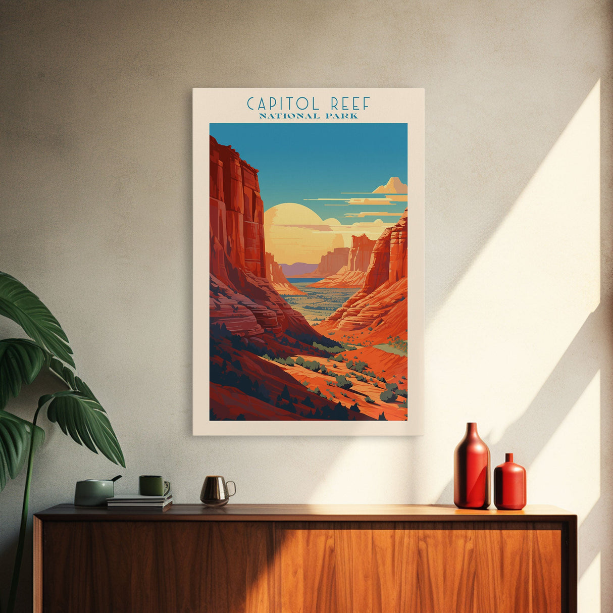 Capital Reef National Park Travel Poster Print, Canvas Print Wall Art, Utah Travel Art, Midcentury Modern Travel Decor