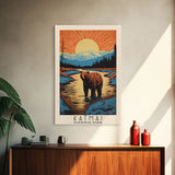 Katmai National Park, Alaska Travel Art, National Park Print, Minimalist Travel Art, Midcentury Modern Retro Style Landscape