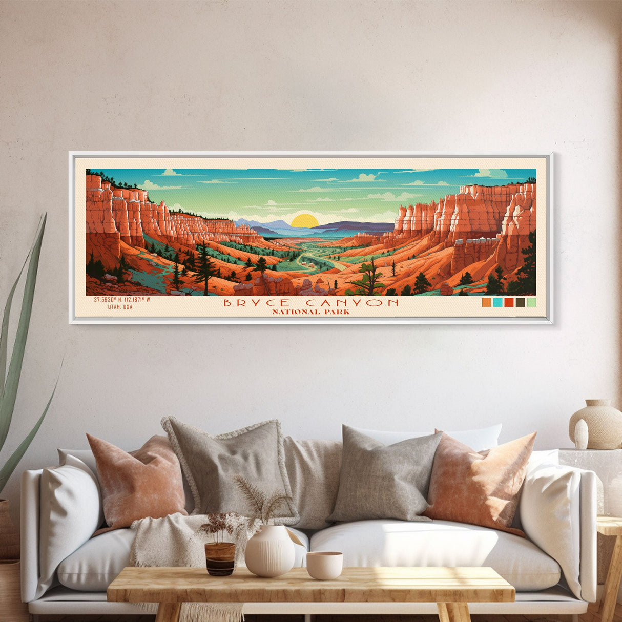 Bryce Canyon National Park, Panoramic Utah Travel Art, National Park Print, Minimalist Travel Art, Midcentury Modern Style Landscape