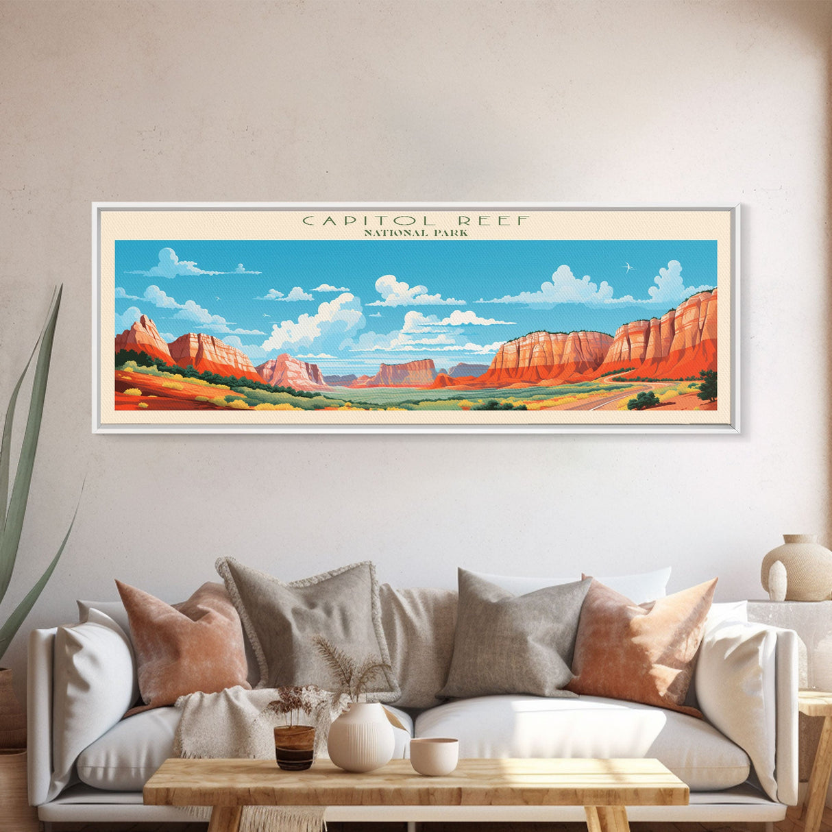 Capitol Reef National Park, Panoramic Utah Travel Art, National Park Print, Minimalist Travel Art, Midcentury Modern Style Landscape