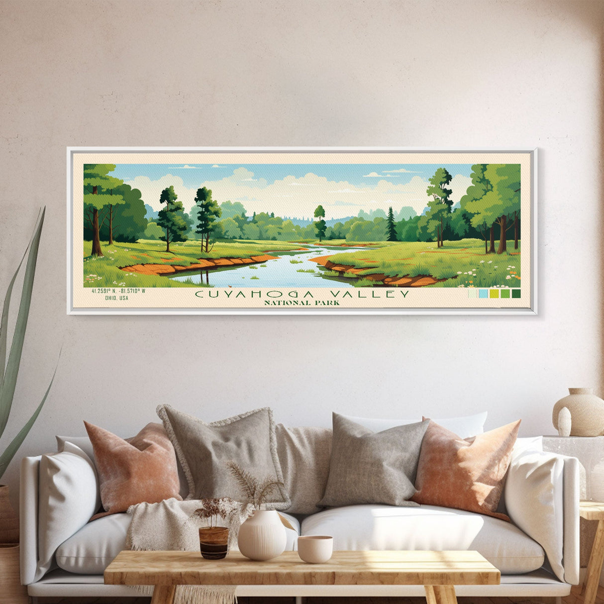 Cuyahoga Valley National Park, Panoramic Ohio Travel Art, National Park Print, Minimalist Travel Art, Midcentury Modern Style Landscape