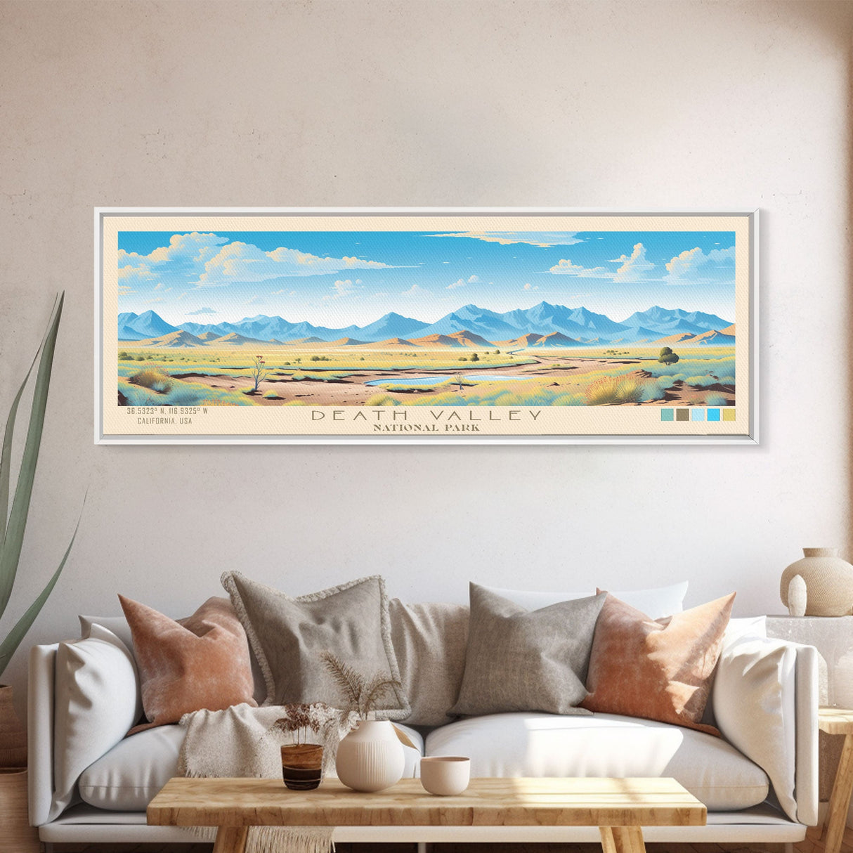 Death Valley National Park, Panoramic California Travel Art, National Park Print, Minimalist Travel Art, Midcentury Modern Style Landscape