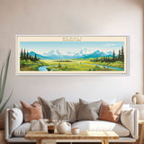 Denali National Park, Panoramic Alaska Travel Art, National Park Print, Minimalist Travel Art, Midcentury Modern Style Landscape