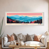 Smoky Mountains National Park, Panoramic North Carolina Travel Art, National Park Print, Minimalist Travel Art, Midcentury Modern Style