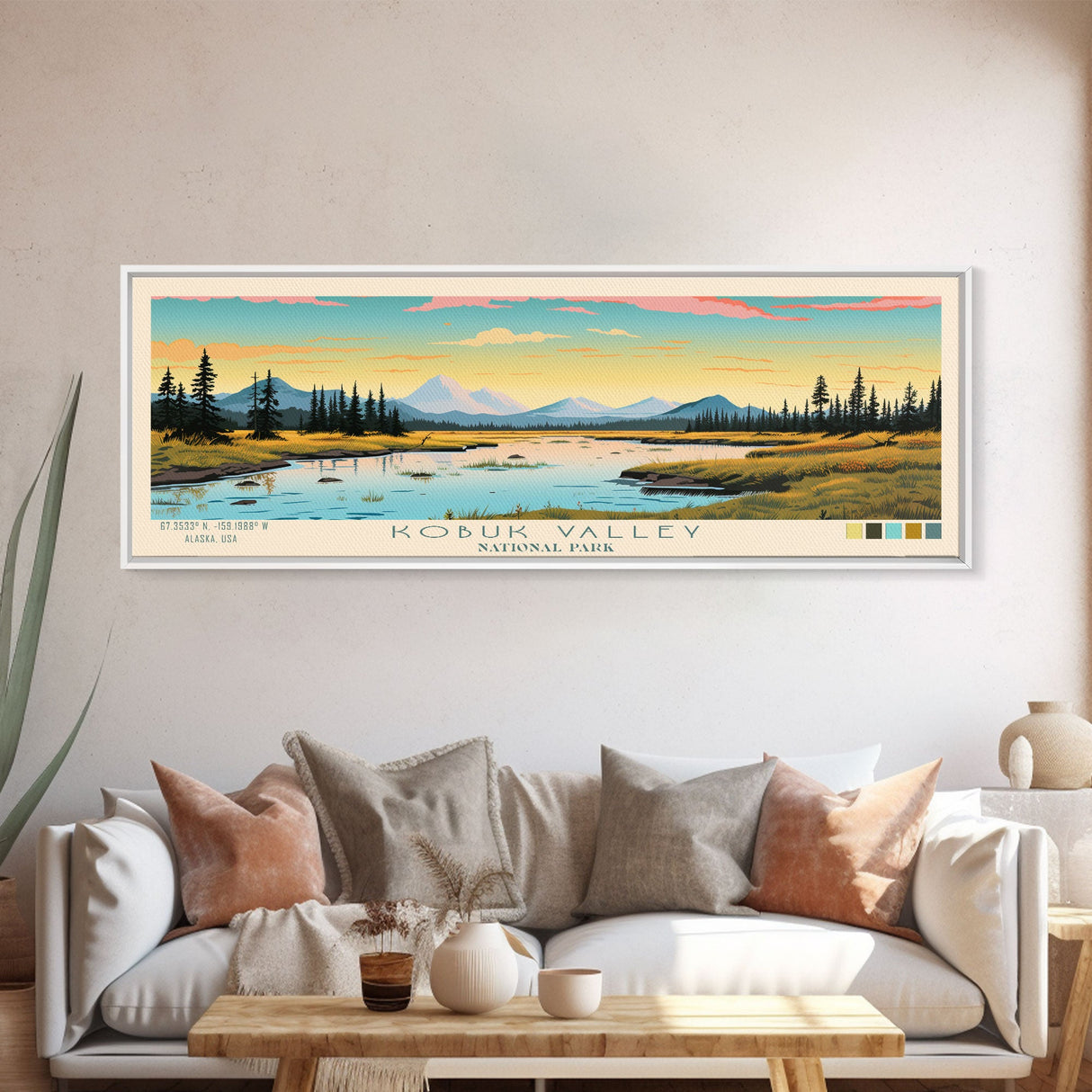 Kobuk Valley National Park, Panoramic Alaska Travel Art, National Park Print, Minimalist Travel Art, Midcentury Modern Style Landscape