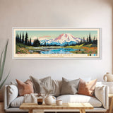 Mount Rainier National Park Panoramic Washington Travel Art, National Park Print, Minimalist Travel Art, Midcentury Modern Style Landscape