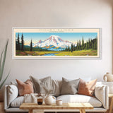 Mount Rainier National Park Panoramic Washington Travel Art, National Park Print, Minimalist Travel Art, Midcentury Modern Style Landscape