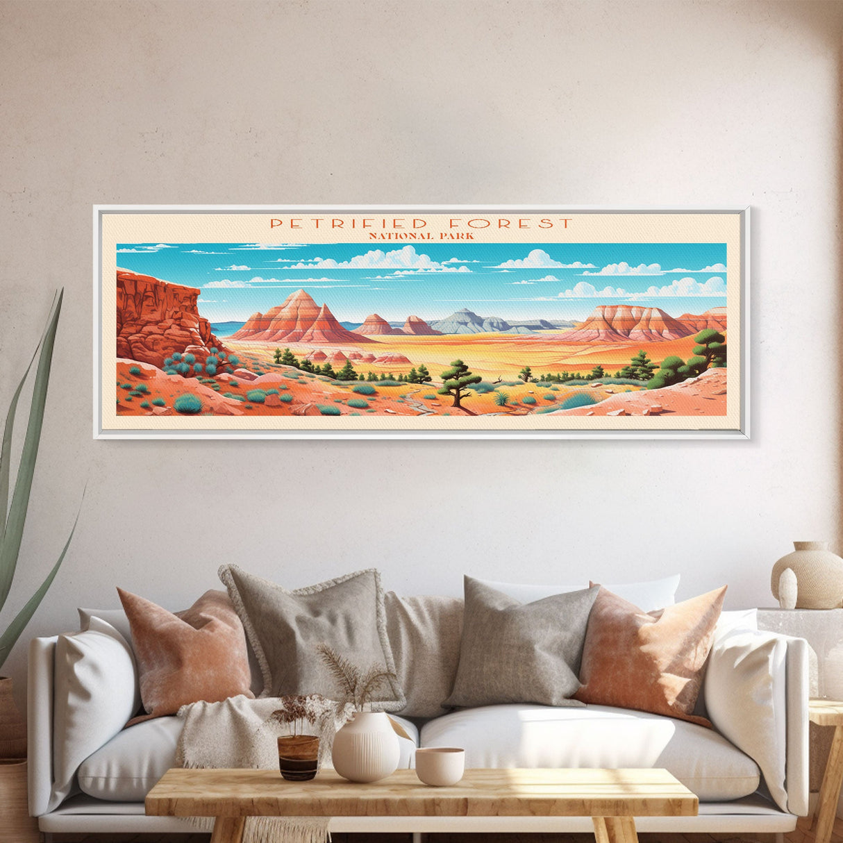 Petrified Forest National Park Panoramic Arizona Travel Art, National Park Print, Minimalist Travel Art, Midcentury Modern Style Landscape