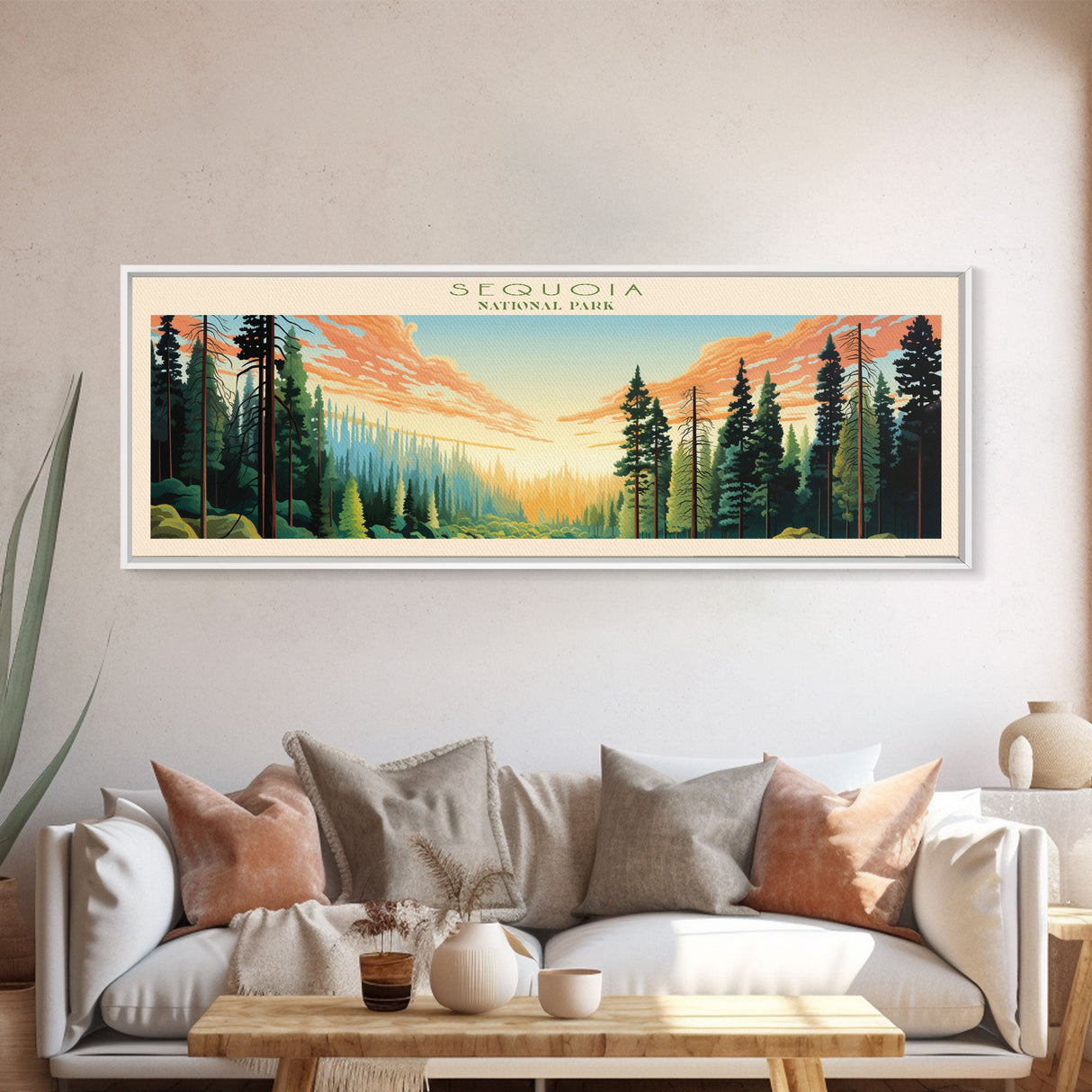 Sequoia National Park Panoramic California Travel Art, National Park Print, Minimalist Travel Art, Midcentury Modern Style Landscape