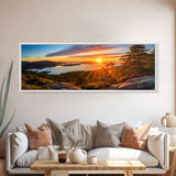 Photographic Panoramic of Acadia National Park, Sunset Photography, National Park Art, Framed Canvas Print, Landscape Photography