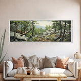 Watercolor Panoramic of Acadia National Park, Sunset Watercolor Painting, National Park Art, Framed Canvas Print, Landscape Painting