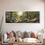 Watercolor Panoramic of Acadia National Park, Sunset Watercolor Painting, National Park Art, Framed Canvas Print, Landscape Painting