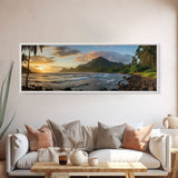 Photographic Panoramic of American Samoa National Park, Sunset Photography, National Park Art, Framed Canvas Print, Landscape Photography