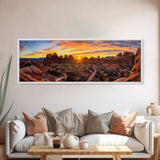 Photographic Panoramic of Arches National Park, Sunset Photography, National Park Art, Framed Canvas Print, Landscape Photography