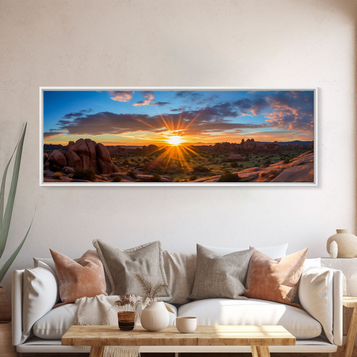 Photographic Panoramic of Arches National Park, Sunset Photography, National Park Art, Framed Canvas Print, Landscape Photography