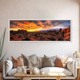 Photographic Panoramic of Arches National Park, Sunset Photography, National Park Art, Framed Canvas Print, Landscape Photography