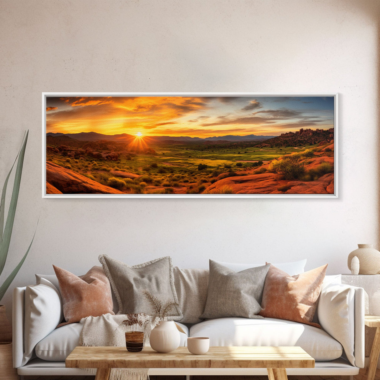 Photographic Panoramic of Arches National Park, Sunset Photography, National Park Art, Framed Canvas Print, Landscape Photography