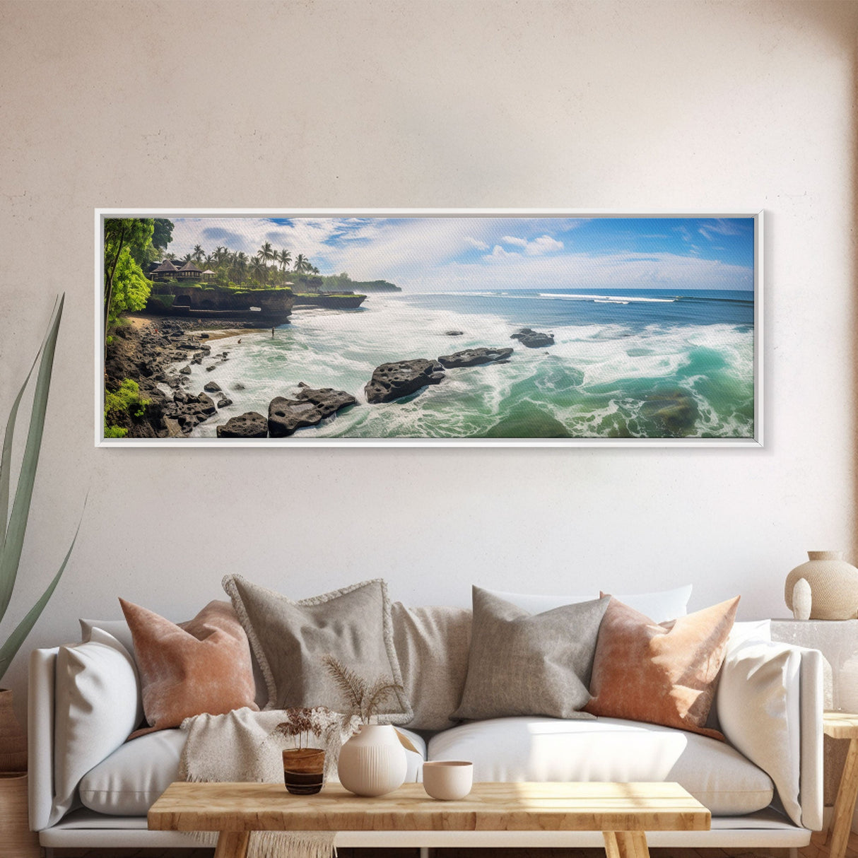 Photographic Panoramic of Bali Indonesia, Sunset Photography, Beach House Wall Art, Framed Canvas Print, Landscape Photography