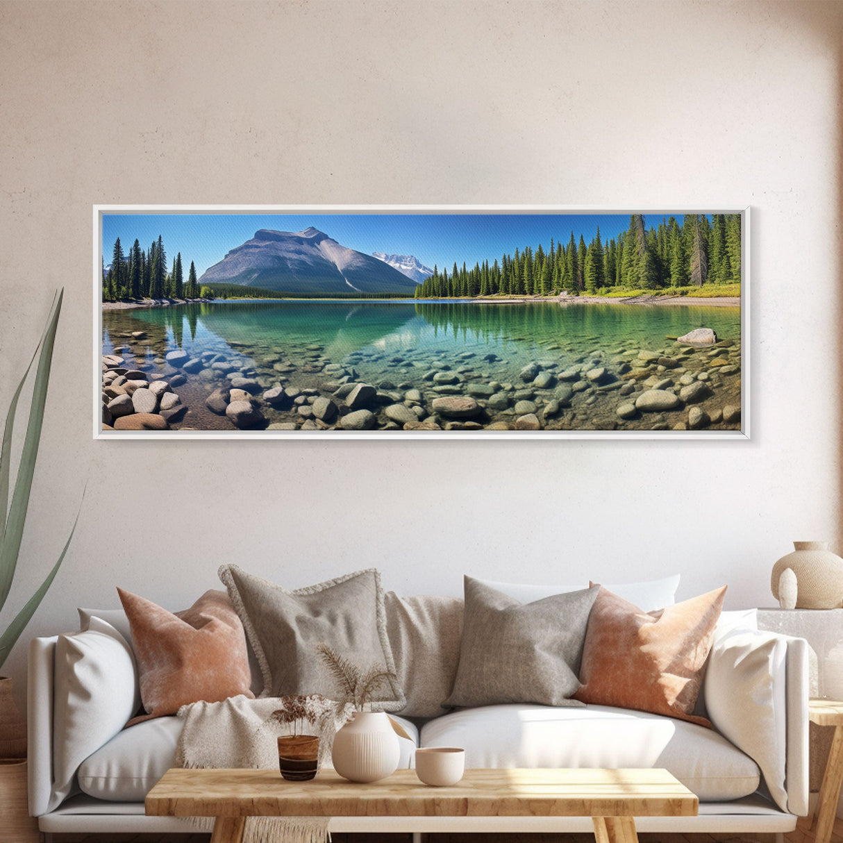 Photographic Panoramic of Banff National Park, Sunset Photography, National Park Art, Framed Canvas Print, Landscape Photography