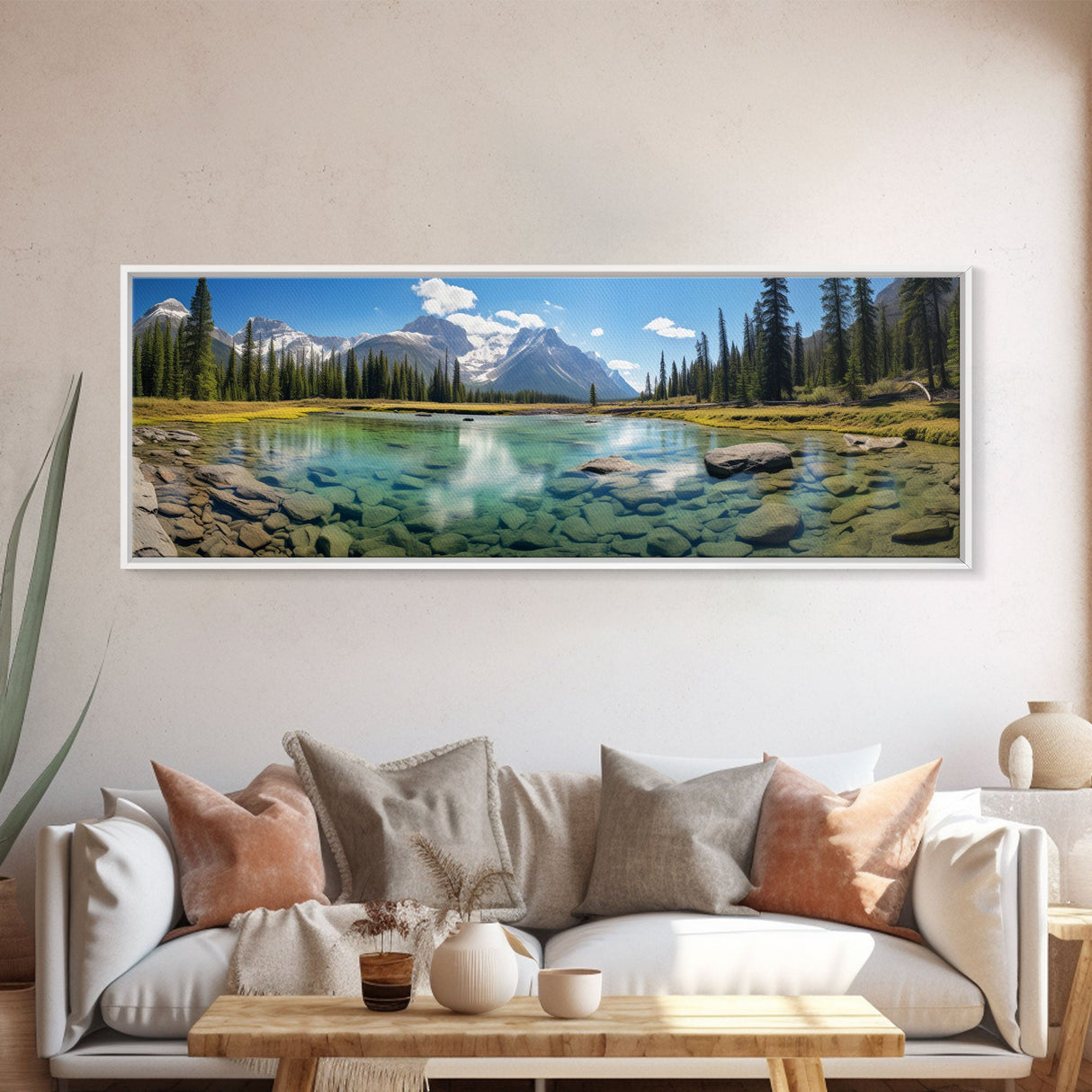 Photographic Panoramic of Banff National Park, Sunset Photography, National Park Art, Framed Canvas Print, Landscape Photography