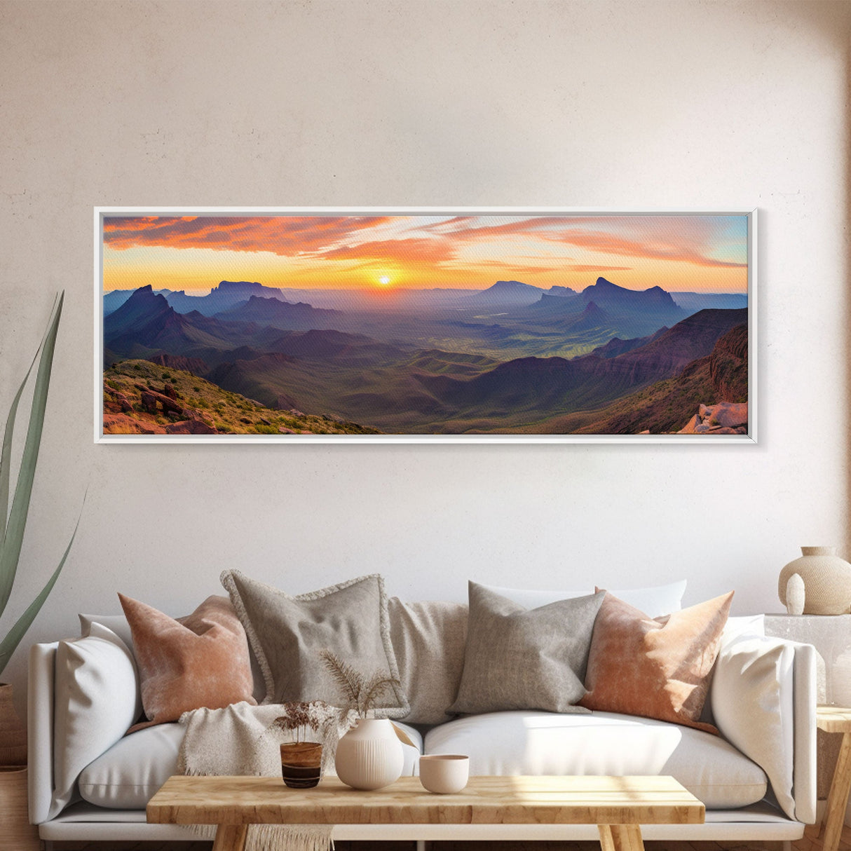 Photographic Panoramic of Big Bend National Park, Sunset Photography, National Park Art, Framed Canvas Print, Landscape Photography