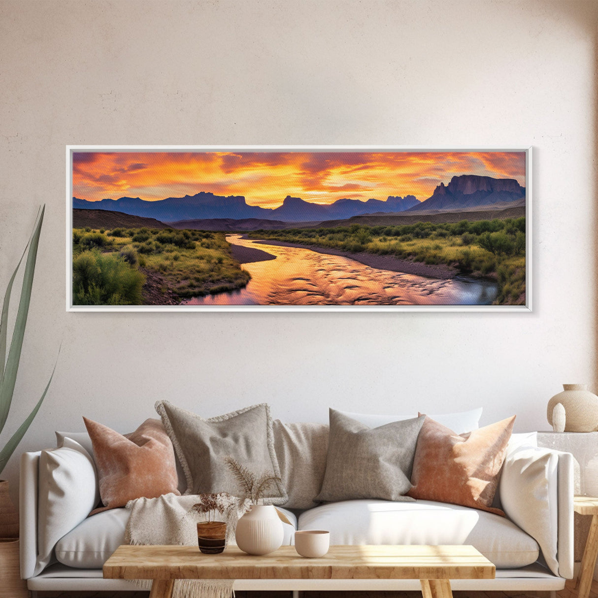 Photographic Panoramic of Big Bend Texas National Park, Sunset Photography, National Park Art, Framed Canvas Print, Landscape Photography