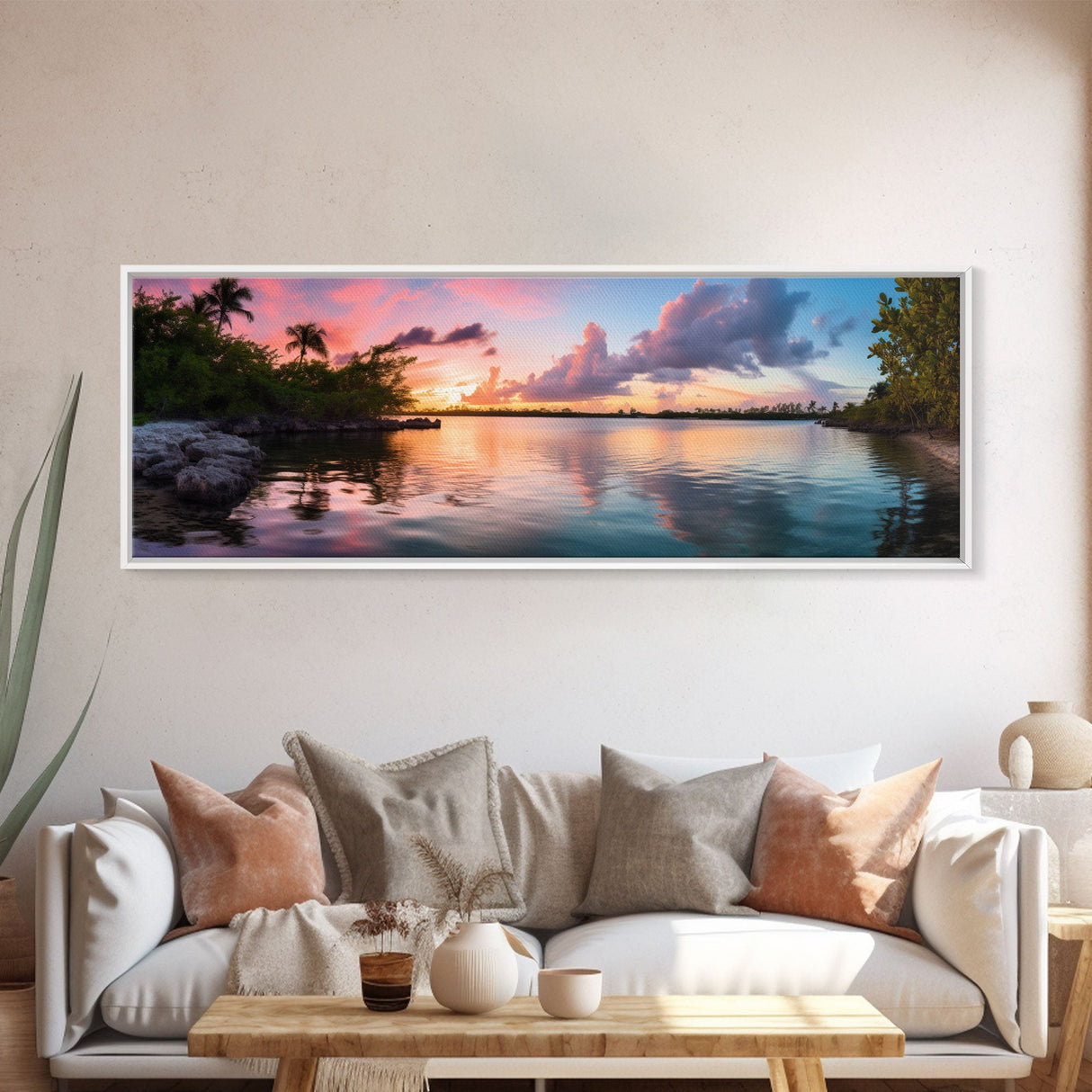 Photographic Panoramic of Biscayne Florida National Park, Sunset Photography, National Park Art, Framed Canvas Print, Landscape Photography