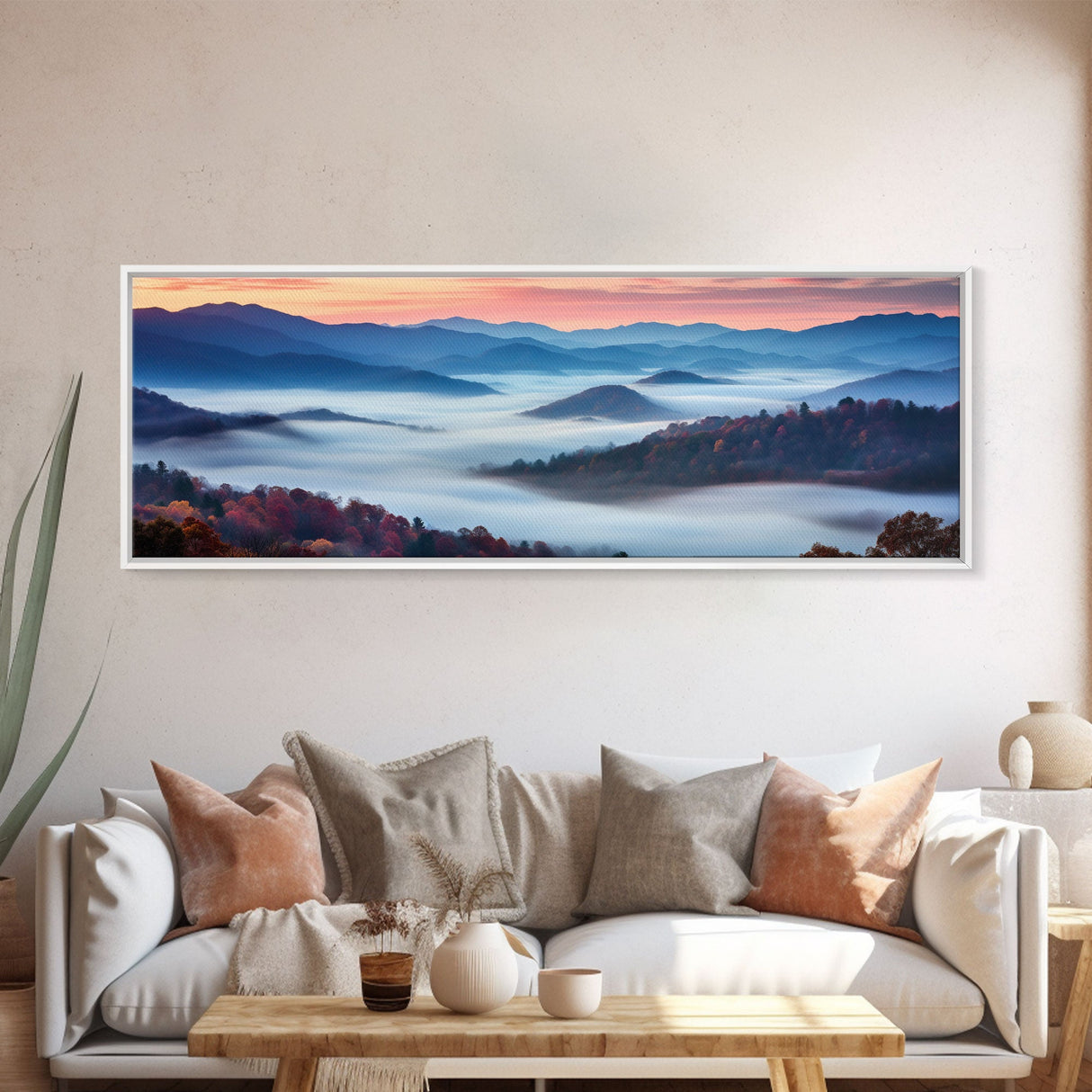 Blue Ridge Mountains Panoramic Wall Art, Bluebridge Mountains National Parkway, Beautiful Cabin Decor, Boho Photography Wall Art Print