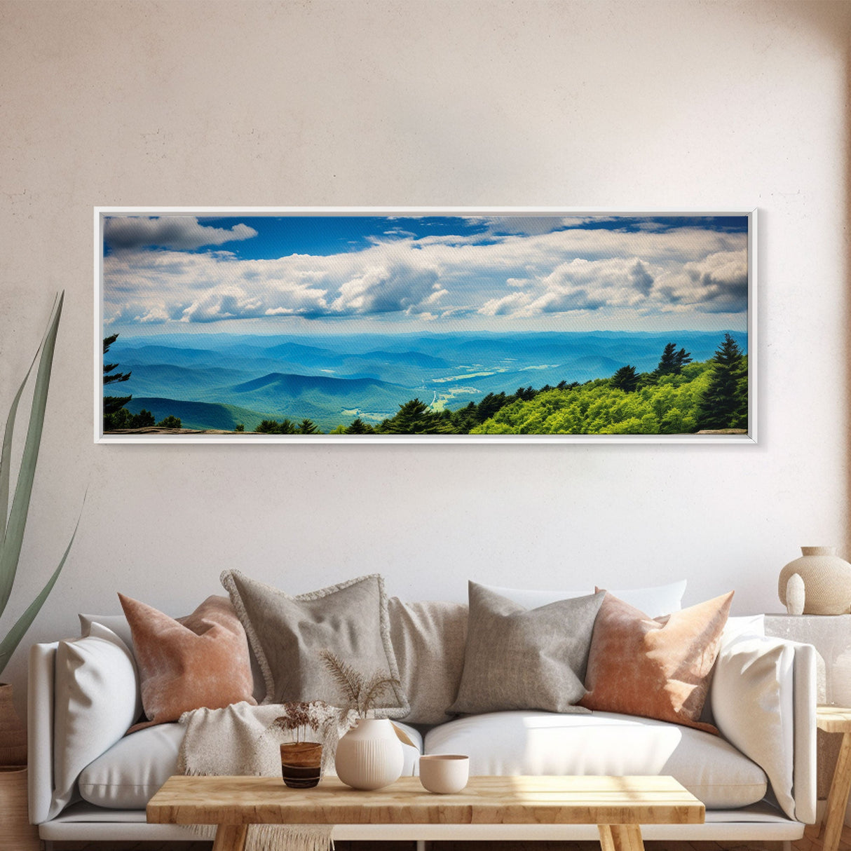 Blue Ridge Mountains Panoramic Wall Art, Bluebridge Mountains National Parkway, Beautiful Cabin Decor, Boho Photography Wall Art Print