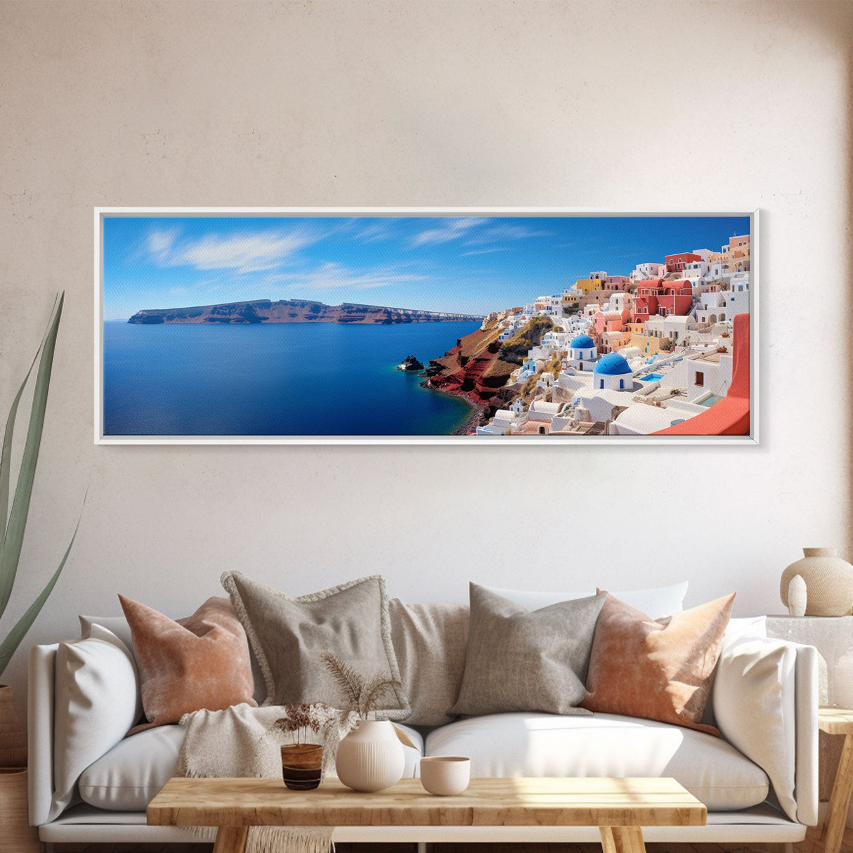 Panoramic Print of Santorini Greece Extra Large Wall Art, Panoramic Wall Art, Panoramic Landscape Print, Landscape Photography