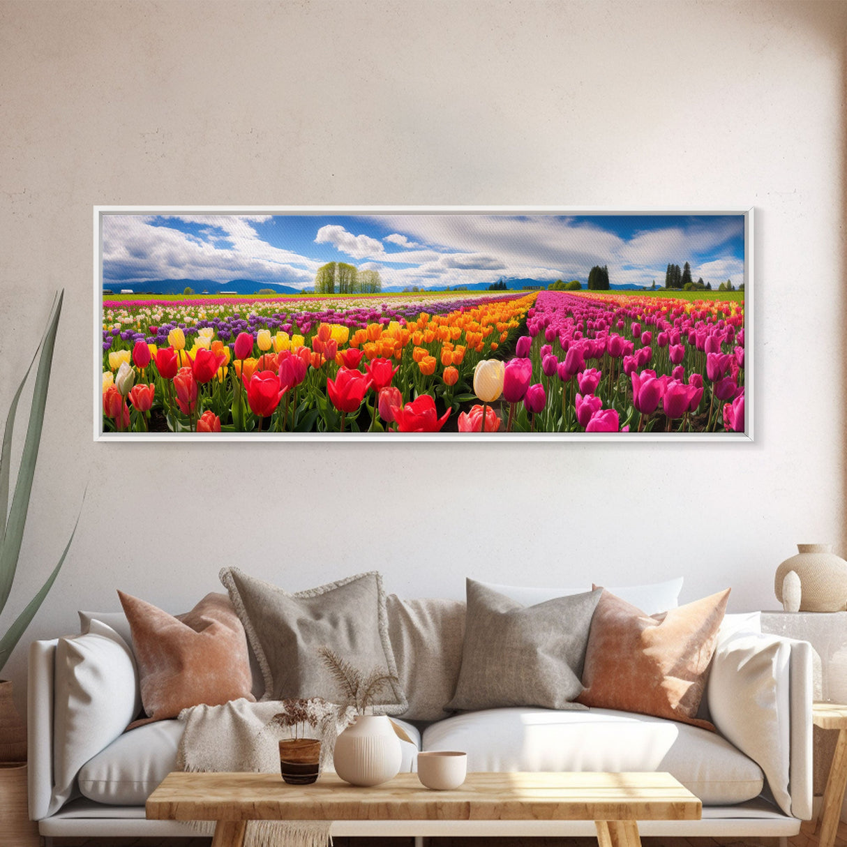 Panoramic Print of Tulip Fields of Skagit Valley Extra Large Wall Art, Panoramic Wall Art, Panoramic Landscape Print, Landscape Photography