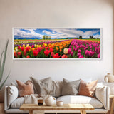 Panoramic Print of Tulip Fields of Skagit Valley Extra Large Wall Art, Panoramic Wall Art, Panoramic Landscape Print, Landscape Photography