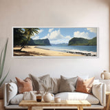 Watercolor Panoramic American Samoa National Park Framed Canvas Print Wall Art, Watercolor Landscape Painting