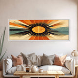 Sunset Art Deco Sunburst Wall Art, Ready To Hang Canvas Print, Panoramic Art, Art Deco Wall Decor, Above Bed, Above Couch, Above Sofa