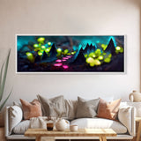 Luminescent trail in the forest, fantasy art, RPG concept art, tiny worlds, glowing mushrooms , Ready To Hang Canvas Print, Panoramic Art,