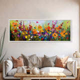 Panoramic Wildflowers Canvas Print, Beautiful Ultra-Wide Wall Art, Original Flower Painting, Floral Art, Botantical Wall Art, Oil Painting