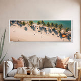 Drone Shot of Bora Bora, Vacation Art, Tropical Beach Photography Framed Canvas Print, Panoramic Bird's Eye View of Paradise