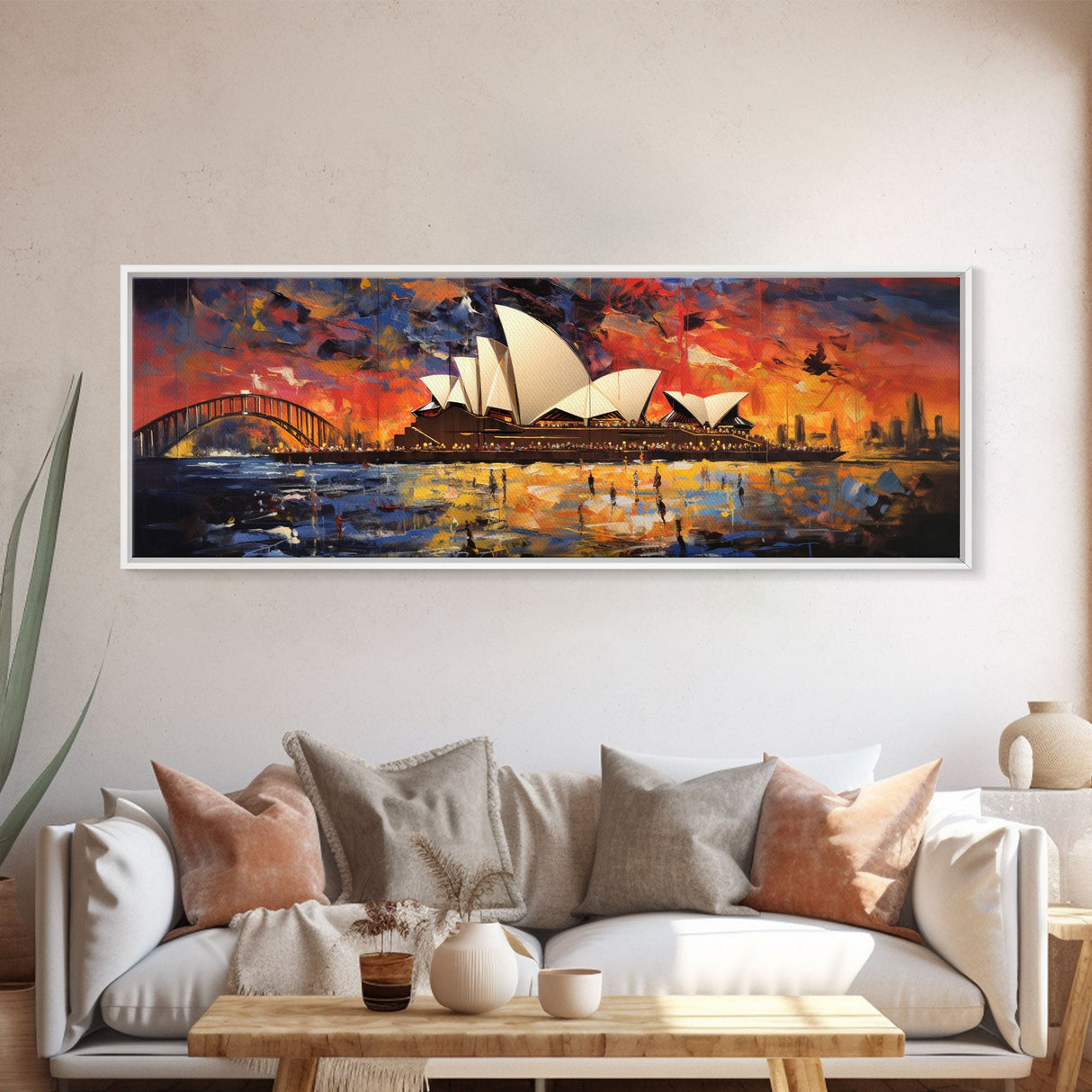 Abstract Painting of the Sydney Opera House, Framed Canvas Print, Van Gogh Inspired Australia Art, Paint of Sydney