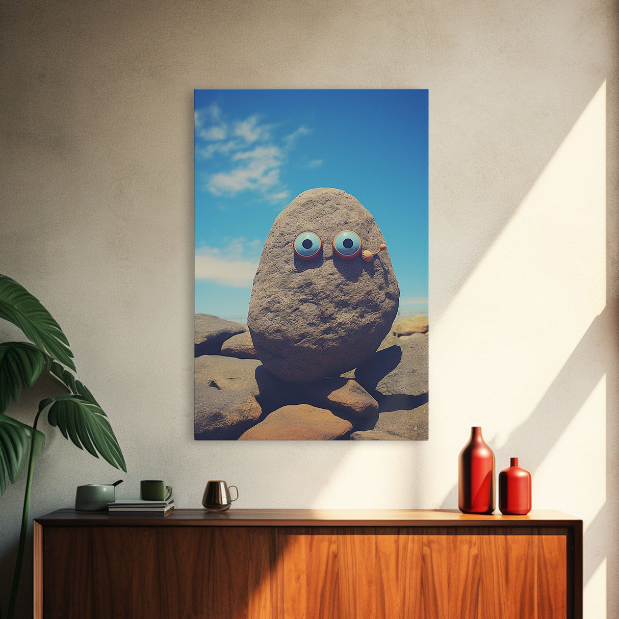 Rock Art, Abstract Art, Funny Wall Art, Canvas Print, Wall Hanging, Portrait Art, Nursery Wall Art, Kids Room Decor, Playroom Wall Art