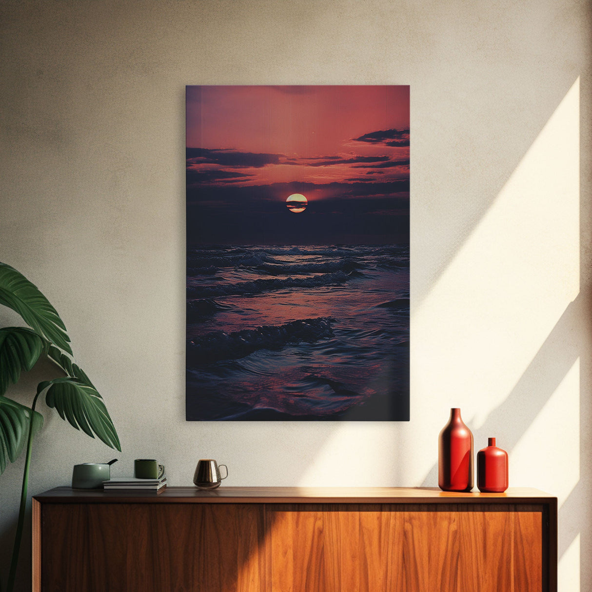 Ocean Art, Seascape Wall Art, Sunset, Waves Art, Canvas Print, Wall Hanging, Portrait Art, College Dorm Decor, Living Room Prints, RV Art